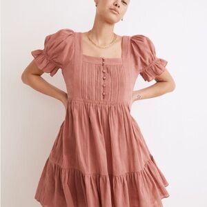Elegant Pink Puff Sleeve Dress